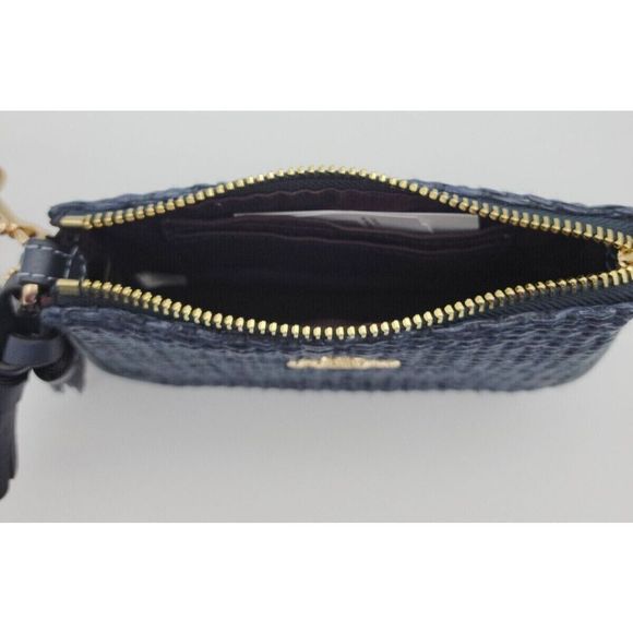 Coach CH215 Mini Midnight Navy Nolita Straw/Leather Clutch Purse Handbag $188 - Picture 4 of 7